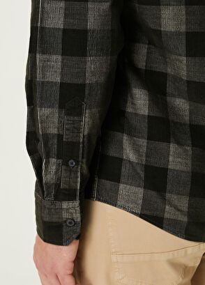 Beymen Club Haki Kare Desenli Kadife Gömlek - 7