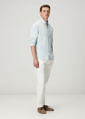 Beymen Club Comfort Fit Light Blue Lyocell Blend Shirt - 3