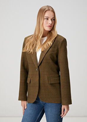 Beymen Club Yağ Yeşili Ekoseli Ceket - 4