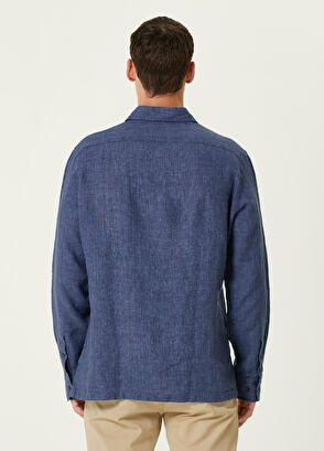 Beymen Club Comfort Fit Navy Blue Linen Shirt - 5