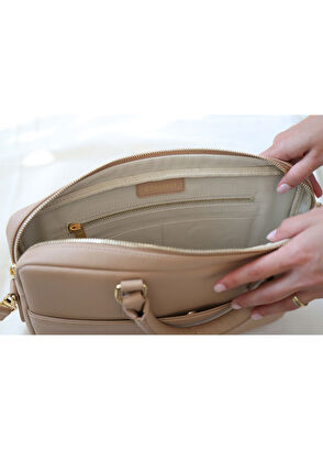 Bej 13" - 14" Askılı Laptop Çantası - Görsel 6