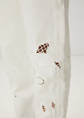 Beymen Club Mom Fit Kırık Beyaz Nakışlı Jean Pantolon - 5