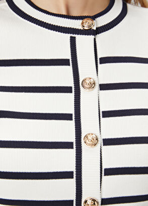 Beymen Club Navy Blue White Striped Cardigan - 6