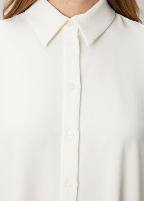 Beymen Club Off-White Mini Crepe Shirt Dress - 6