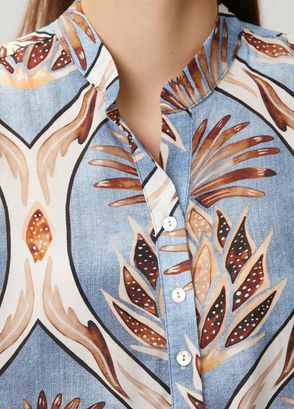 Nefes İstanbul India Artichoke Flower Denim Mavi Midi Elbise - 5
