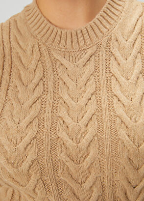 Beymen Club Camel Balıksırtı Örgü Crop Triko Süveter - 6