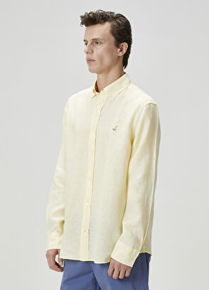 Beymen Club Comfort Fit Light Yellow Linen Shirt - 5