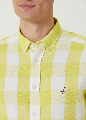 Beymen Club Comfort Fit Sarı Ekoseli Petek Dokulu Gömlek - 5