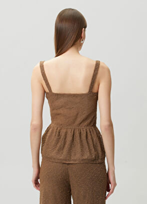 Join Us Brown Textured Knitwear Tank Top - 4