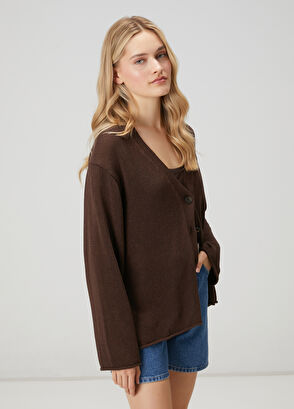 Beymen Club Oversize Kahverengi Transparan Hırka - 4