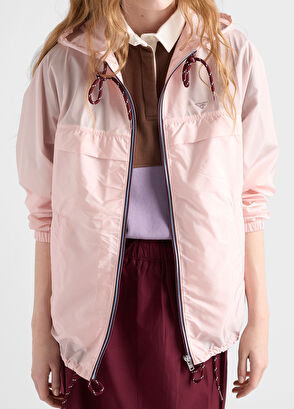 Pembe Re-Nylon Kapüşonlu Kadın Yağmurluk - Görsel 5