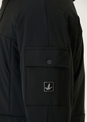 Beymen Club Black Hooded Coat with Sleeve Pocket Detail - 8