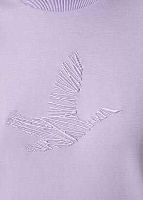 Beymen Club Lila Karalama Kuş Nakışlı Oversized Sweatshirt - 5