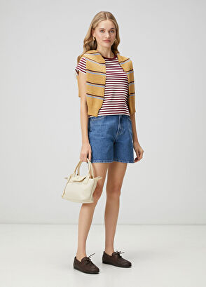 Beymen Club White Burgundy Striped T-shirt - 5
