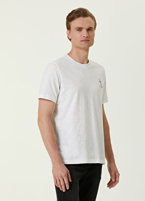 Beymen Club Beyaz Çapa Nakışlı Club Yazılı Flamlı T-shirt - 3