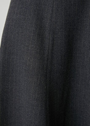 Beymen Club Koyu Gri Çizgili Midi Kloş Etek - 6