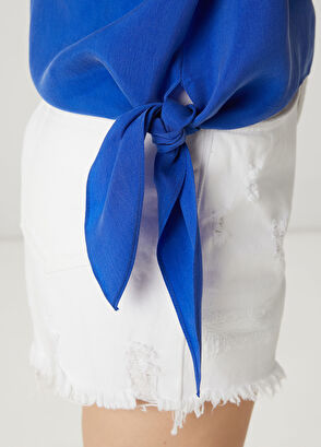 Beymen Club Blue Knot Detail Cupro Blouse - 6