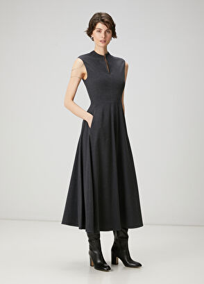 Beymen Club Grey Striped Midi Dress - 3