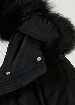 Yves Salomon Siyah Eldiven Detaylı Mont - 4