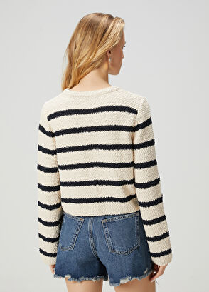 Beymen Club Krem Lacivert Dokulu Triko Ceket - 5