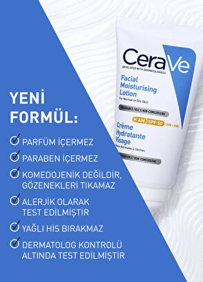 CeraVe Normal ve Kuruya Dönük Ciltler İçin SPF50 Nemlendirici Yüz Kremi 52 ml - 4