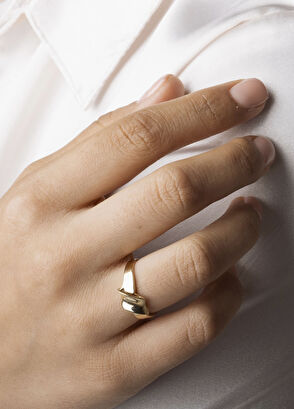 Safir Mücevher 14 Ayar Altın Düğüm Burgu Kadın Yüzük - 4