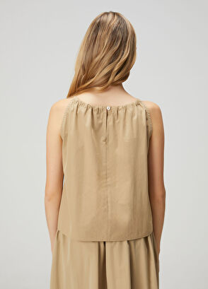 Beymen Club Bej Büzgülü Crop Bluz - 5