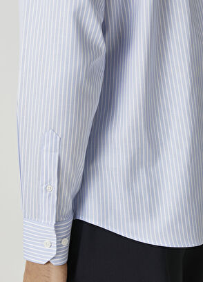 Beymen Collection Custom Fit Mavi Çizgi Desenli Gömlek - 7