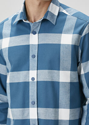 Beymen Club Comfort Fit Indigo Büyük Ekose Desenli Gömlek - 6