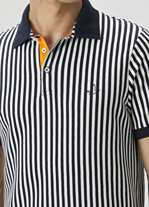Beymen Club Navy Blue Striped Patterned Polo T-Shirt - 6