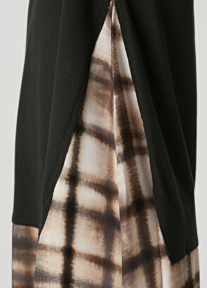 Beymen Club Khaki Plaid Midi Knit Dress - 6