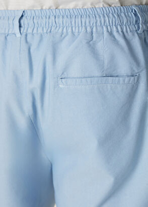 Beymen Club Light Blue Piece Paint Elastic Waist Oxford Shorts - 6