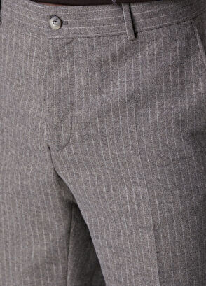 Beymen Club Grey Stripe Patterned Jersey Wool Flannel Suit - 9