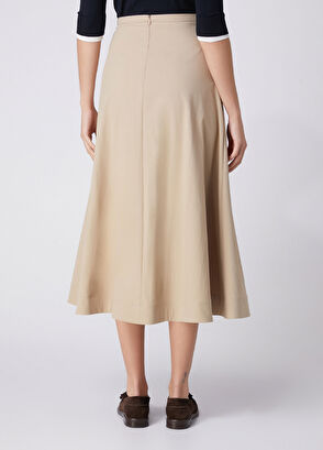 Beymen Club Bej Midi Kloş Etek - 4