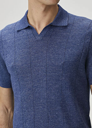 Beymen Collection Indigo Kısa Kollu Keten Triko - 7