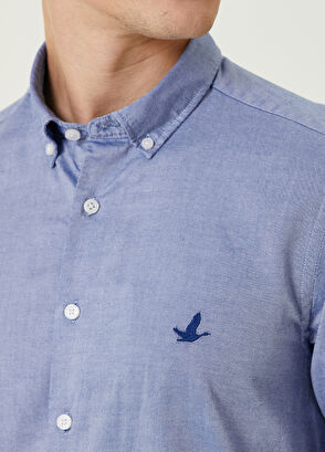 Beymen Club Slim Fit Koyu Mavi Düğmeli Yaka Gömlek - 5