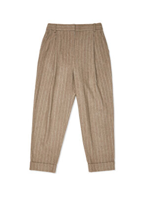 Beymen Club Camel Striped Wool Pants - 6