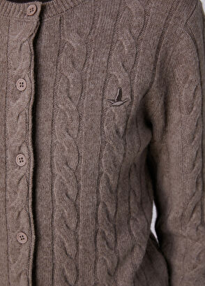 Beymen Club Brown Cable Knit Wool Cardigan - 7