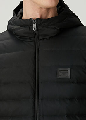 Siyah Kapüşonlu Puff Mont - Görsel 6