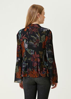 Beymen Club Siyah Botanik Desenli Şifon Gömlek - 6