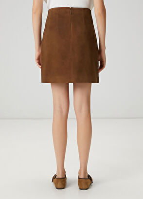 Beymen Club Brown Mini Suede Skirt - 5