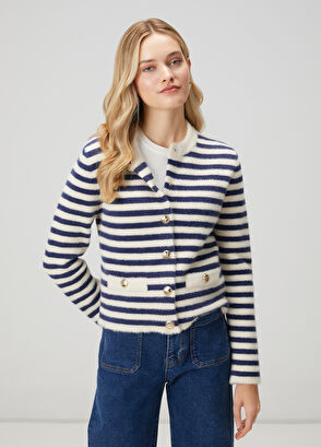 Beymen Club Lacivert Beyaz Çizgili Hırka - 4