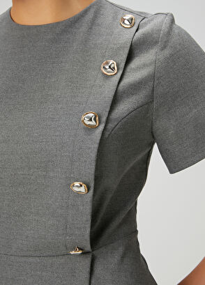 Beymen Club Grey Melange Midi Dress - 6