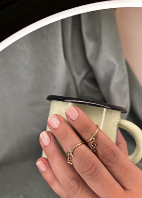 House of DIV V Harfli 14 Ayar Altın Kadın Yüzük - 5