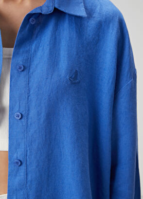 Beymen Club Oversize Blue Linen Shirt - 6