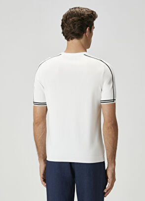 Beymen Club Off-White Stripe Jacquard Short Sleeve Sweater - 6