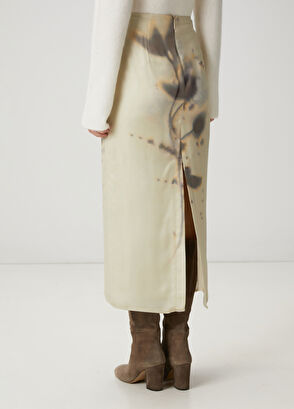 Beymen Club Ekru Çiçekli Maksi Organza Etek - 5