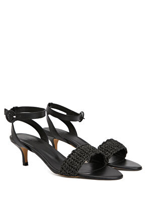 Beymen Club Siyah Hasır Topuklu Sandalet - 3