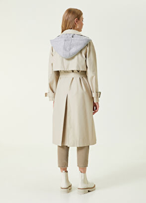 Beymen Club Açık Bej Kapüşonlu Kruvaze Pardösü - 6