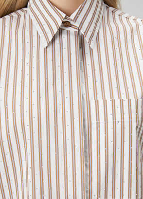 Beymen Club Kahve Beyaz Çizgili Taşlı Gömlek - 6